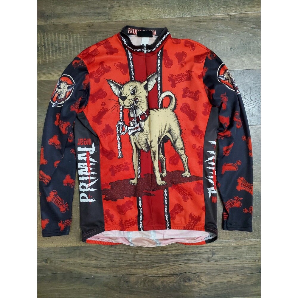 Vintage Primal Wear Dogma Cycling Jersey Men’s S/M Power Biscuit Dog 3/4 Zip